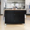 Kitchen Island Cart with Solid Wood Top and Locking Wheels,54.3 Inch Width,4 Door Cabinet and Two Drawers,Spice Rack, Towel Rack (Black)