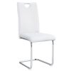 Modern Dining Chairs Set of 4, Side Dining Room/Kitchen Chairs, Faux Leather Upholstered Seat and Metal Legs Side Chairs, White