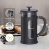 French Press Coffee Tea Maker; with 4 Level Filtration System Borosilicate Glass Durable Stainless Steel Thickened Heat Resistant