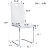 Modern Dining Chairs Set of 4, Side Dining Room/Kitchen Chairs, Faux Leather Upholstered Seat and Metal Legs Side Chairs, White