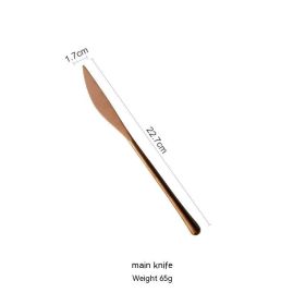 Japanese 304 Stainless Steel Rose Gold Knife, Fork And Spoon Chopsticks (Option: Main Knife)