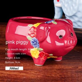 Personality Cocktail Glass Creative Cup Ceramic Cup (Option: Pink Pig)