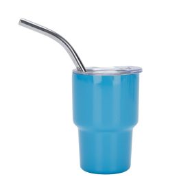 Metal Cup Car Large Ice Cup With Straw (Option: Blue-2oz)