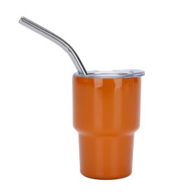 Metal Cup Car Large Ice Cup With Straw (Option: Orange-2oz)