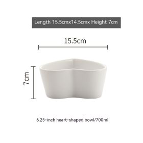 Nordic Heart-shaped Bowl, Heart Shaped Bowl, Irregular Bowl, Salad Bowl (Option: White-6 inches)