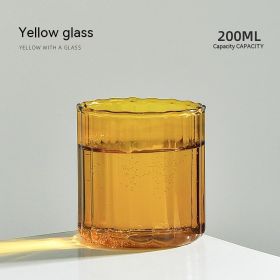 Cold And Cold Resistant Vertical Grain Glass Cup (Option: Yellow Stripe Cup-201 To 300ml)