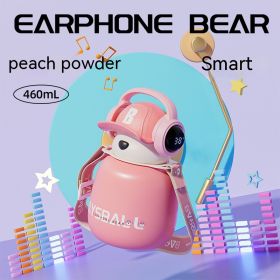 Cute Fashion Stainless Steel Wire Headset Bear Water Cup (Option: Smart Peach Peach Pink-460ml)