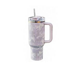 40oz Handle Stainless Steel Vacuum With Straw Car Vacuum Cup (Option: Tie Dyed Purple-40oz)