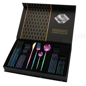 Gift Box Stainless Steel Tableware 24-piece Set (Option: Colorful 24 Piece Set)