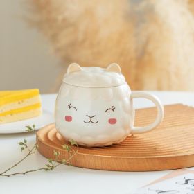 Fashion Cartoon Alpaca Ceramic Mug (Option: Beige-301to400ml)