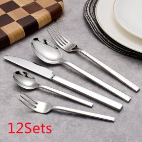 Stainless Steel Western Food Tableware Set Knife Fork And Spoon (Option: 12Sets)