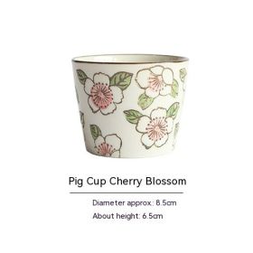 Japanese Ceramic Tableware Straight Cup (Option: Pink Cherry Blossom-150to200ml)