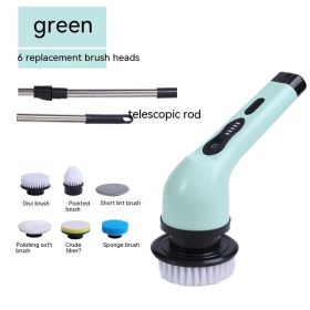 Dual-purpose Brush Handheld Strong Cleaning Gadget (Option: Green 6 Heads-Chinese Manual)