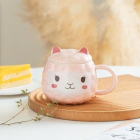 Fashion Cartoon Alpaca Ceramic Mug (Option: Pink-301to400ml)