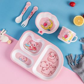 Bamboo Fiber Children's Tableware Set Cartoon Solid Food Bowl (Option: 0327 Pig)