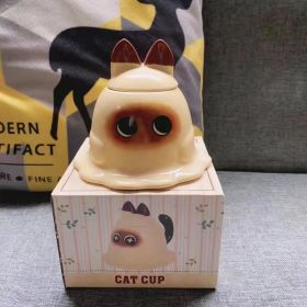 Cute Cat Cup Siamese Cat With Lid (Option: Meow Cup Small Dull-Single Cup Gift Bag)