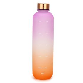 Portable Travel Student Fashion Frosted Gradient Plastic Cup (Option: Gold Cover Purple Orange-1L)