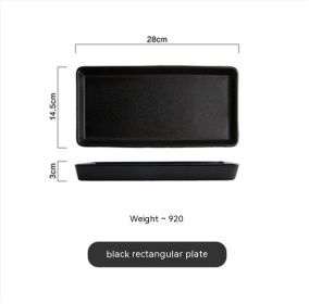 Snow Glaze Foreign Trade Ceramic Dining Plate (Option: Black Rectangular Plate)