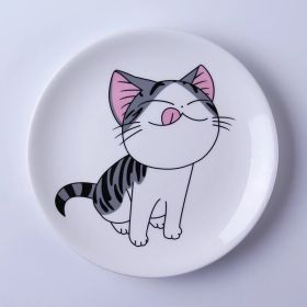 Cartoon Cat Western-style Ceramic Plate (Option: Greedy)