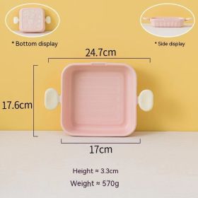 Cream Color Binaural Ceramic Ovenware (Option: Pink Binaural Square Plate-Macaron Tableware)