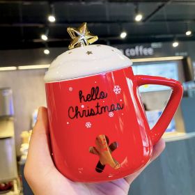 Christmas Ceramic Cup Mug With Cover With Spoon Coffee Cup (Option: Snowman-400ml)