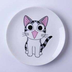 Cartoon Cat Western-style Ceramic Plate (Option: Happy)