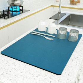 PU Leather Kitchen Countertop Draining Bar Table Insulation Bowl Plate Pot Absorbent Bathroom Mat (Option: Navy Blue-50x60)